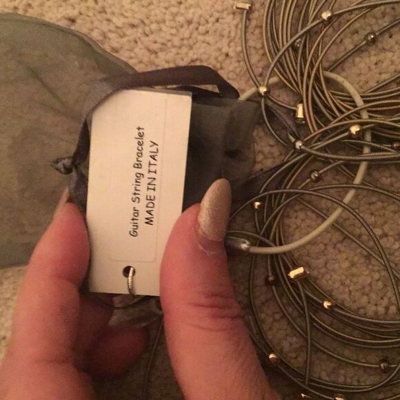 NWT Cinzia Silver Guitar Strings Bangle Bracelet Set - Picture 5 of 5